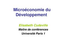 Microeconomie du Developpement