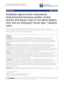 Antibodies against insulin measured by electrochemiluminescence predicts insulitis severity and disease onset in non-obese diabetic mice and can distinguish human type 1 diabetes status