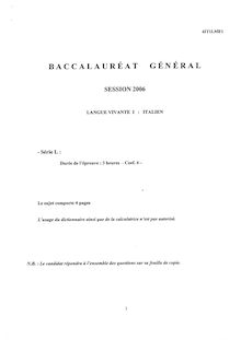 Baccalaureat 2006 lv1 italien litteraire
