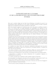 CONDAMNATION DE LA GUERRE ET DE LA POURSUITE DE L OCCUPATION ...