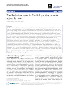 The Radiation Issue in Cardiology: the time for action is now