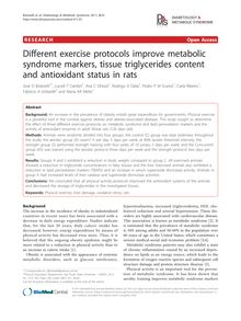 Different exercise protocols improve metabolic syndrome markers, tissue triglycerides content and antioxidant status in rats
