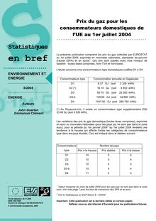 Prix du gaz pour les consommateurs domestiques de lâ€™UE au 1er juillet 2004