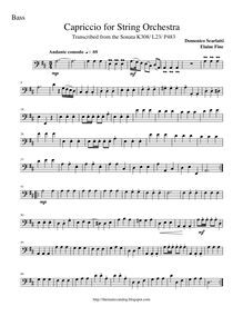 Partition Doublebasses, clavier Sonata en E major, Keyboard, Scarlatti, Domenico