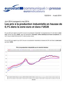 Prix à la production industrielle en zone Euro - Rapport Eurostat