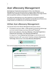 Notice Ordinateur portable Acer  erecovery management