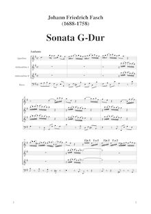 Partition complète, Sonata pour flûte, 2 enregistrements et Cembalo