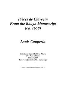 Partition complète, Pièces de Clavecin from pour Bauyn Manuscript