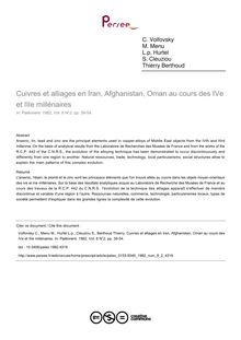 Cuivres et alliages en Iran, Afghanistan, Oman au cours des IVe et IIIe millénaires - article ; n°2 ; vol.8, pg 39-54