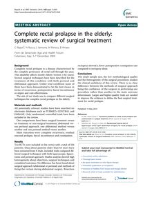 Complete rectal prolapse in the elderly: systematic review of surgical treatment
