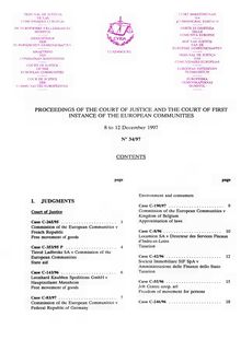 PROCEEDINGS OF THE COURT OF JUSTICE AND THE COURT OF FIRST INSTANCE OF THE EUROPEAN COMMUNITIES. 8 to 12 December 1997 N° 34/97