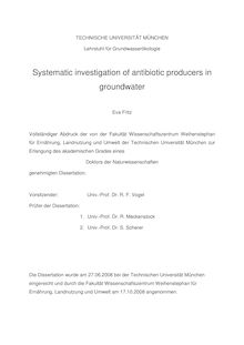 Systematic investigation of antibiotic producers in groundwater [Elektronische Ressource] / Eva Fritz