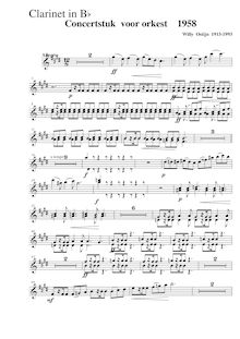 Partition clarinette 1/2 (B♭), Concertstuk voor orkest, Ostijn, Willy