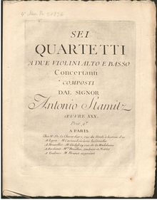 Partition violon 2, 6 Quartetti a 2 Violini, Alto e Basso Concertanti