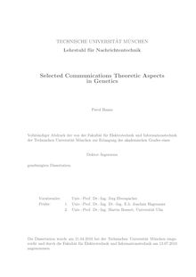 Selected communications theoretic aspects in genetics [Elektronische Ressource] / Pavol Hanus