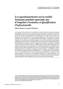 Les questionnements sur la société française pendant quarante ans denquêtes Formation et Qualification Professionnelle