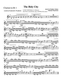 Partition clarinette 1 (B♭), pour Holy City, Maybrick, Michael