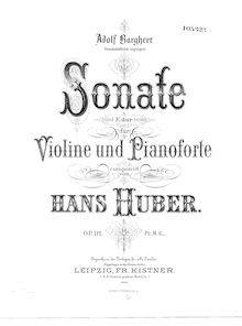 Partition de piano, violon Sonata No.5, E major, Huber, Hans