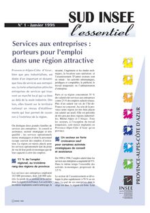 Services aux entreprises : porteurs pour l emploi dans une région attractive  