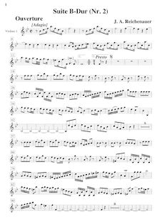Partition violons I, Ouverture- No.2 en B flat major, B flat, Reichenauer, Antonín