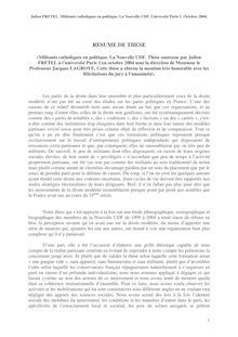 Julien FRETEL Militants catholiques en politique La Nouvelle UDF Université Paris Octobre