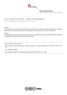 Les rouelles en plomb : piège archéologique - article ; n°1 ; vol.5, pg 141-144