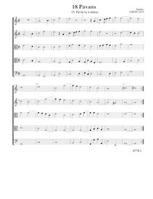 Partition Pavan en A minor, VdGS No.1612 - partition complète (Tr Tr T T B), pavanes pour 5 violes de gambe
