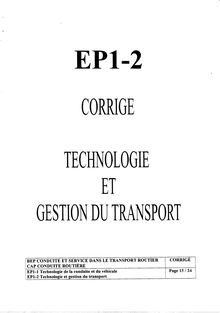 Corrige CAPCORO Technologie et gestion du transport 2003