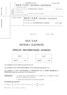 Mathématiques - Sciences physiques 1999 BEP - Electronique