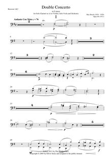 Partition basson 1/2, Dopel-Konzerte für Karinette (oder Violine), viole de gambe und Orchester, Op.88