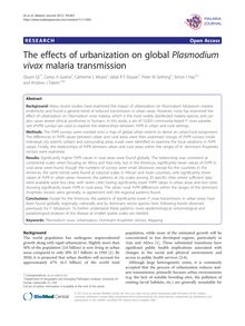 The effects of urbanization on global Plasmodium vivax malaria transmission