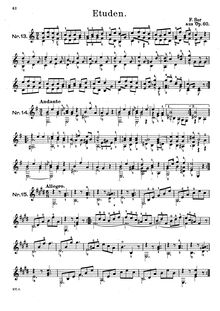 Partition No.13-16, 25 Progressive études, Op.60, Sor, Fernando