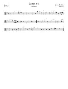 Partition ténor viole de gambe 1, alto clef, Airs pour 4 violes de gambe par John Jenkins
