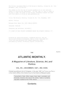 The Atlantic Monthly, Volume 20, No. 122, December, 1867