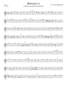 Partition ténor viole de gambe 2, octave aigu clef, Madrigali a Quattro Voci par Giovanni Pierluigi da Palestrina
