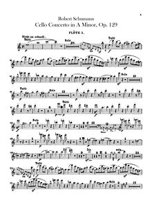 Partition flûte 1, 2, violoncelle Concerto, A Minor, Schumann, Robert