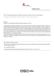 Per l identificazione della Porticus Minucia frumentaria - article ; n°2 ; vol.105, pg 661-708