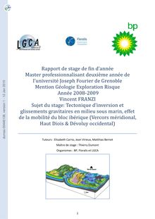 Master professionnalisant deuxième année de l université Joseph Fourier de Grenoble Mention Géologie Exploration Risque