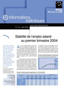 Stabilité de l emploi salarié au premier trimestre 2004