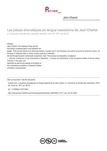 Les pièces dramatiques en langue hawaiienne de Jean Charlot - article ; n°54 ; vol.33, pg 65-75