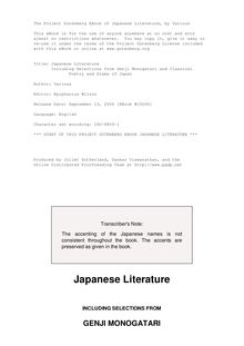 Japanese Literature - Including Selections from Genji Monogatari and Classical - Poetry and Drama of Japan