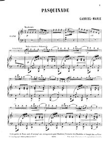 Partition de piano, Pasquinade, C Major, Marie, Gabriel Prosper