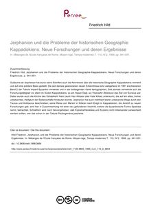 Jerphanion und die Probleme der historischen Geographie Kappadokiens. Neue Forschungen und deren Ergebnisse - article ; n°2 ; vol.110, pg 941-951