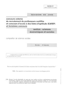 Composition en sciences sociales 2006 CAPES de sciences économiques et sociales CAPES (Externe)