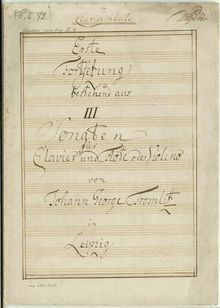 Partition parties complètes, Erste Fortsetzung bestehend aus III Sonaten für Clavier und Flöte oder violon