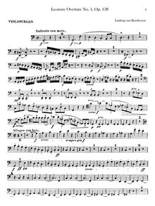 Partition violoncelles / Basses, Leonora Overture No. 1, C major