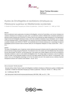 Kystes de Dinoflagellés et oscillations climatiques au Pléistocene supérieur en Méditerranée occidentale - article ; n°1 ; vol.23, pg 91-96