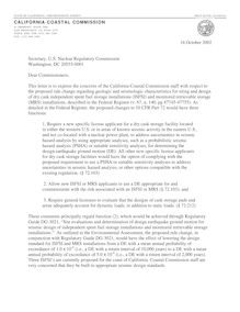 Letter to Comment on Proposed Federal Rule Change Regarding geologic  and seismologic characteristics