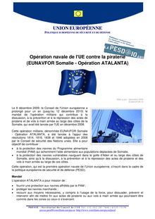 UNION EUROPÉENNE Opération navale de l UE contre la piraterie ...