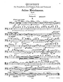 Partition de violoncelle, Piano quintette, Op.16, D major
